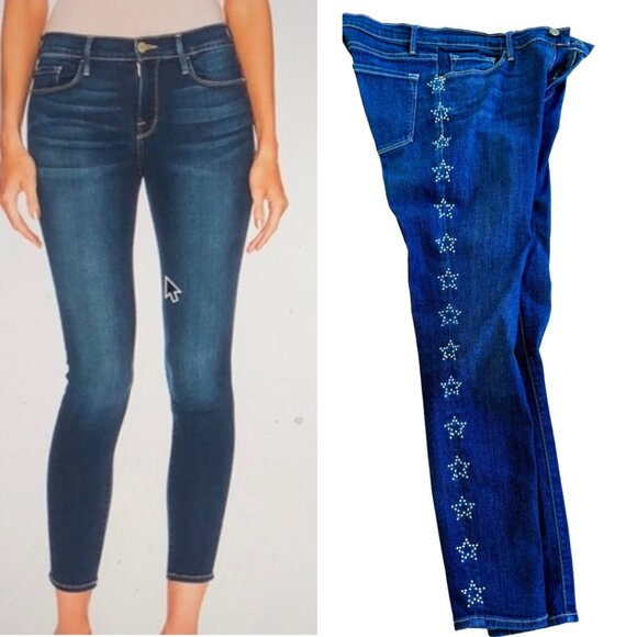 โจ FRAME DENIM Le Skinny de Jeanne with Stunning Star Embellishments โจ Size 29 - Picture 1 of 12